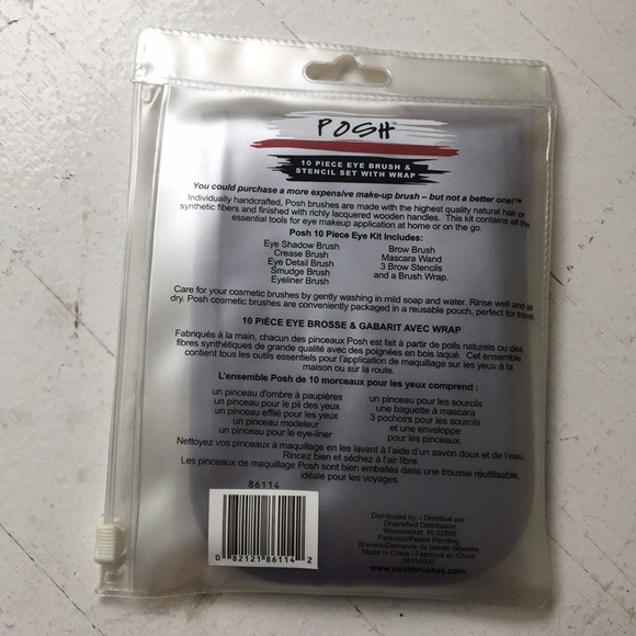 Posh 10 piece eye brush & stencil set with wrap - Picture 2 of 2